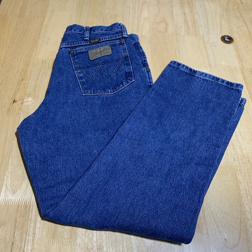 Vtg Wrangler 31MGSHD Cowboy Cut Blue Denim Jeans‎ Mens Tag 34x30 Western (32x30